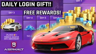 Asphalt 9 - DAILY LOGIN REWARDS!! Free Cars And More Rewards