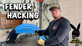 Sub frame fender cut in on the cheapest custom built dyna, and new saddle bags Kruesi Vlog #70