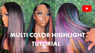 COLOR TUTORIAL | Multi Color Highlights + Wig Creation/Styling