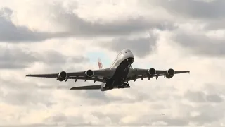 British Airways Airbus A380 [G-XLEF] Takeoff from London Heathrow