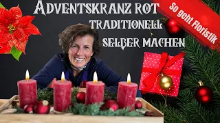 Advent mit traditionellen roten Kerzen und Birke natur / klassische Weihnachten/ Adventskranz DIY