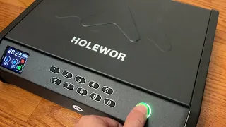 Unboxing #HOLEWOR Biometric Gun Safes for Pistols with LCD Display of Temperature Humidity