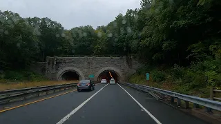 Drive CT Route 15 in Rain Southbound (North Heaven to I-287)  Merritt Parkway, Wilbur Cross Parkway