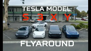 Tesla Model S 3 X Y - Fly Around - See the difference