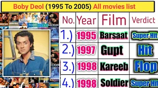 Boby deol movies list, boby deol 1995 to 2005 movies list, verdict, Box office collection