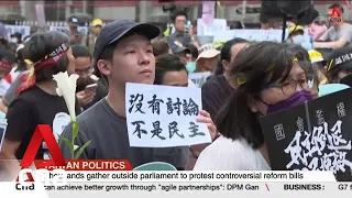 Taiwanese gather in protest against controversial reform bills