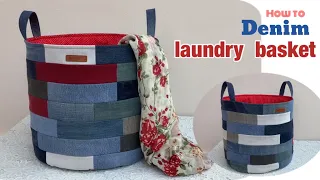 how to sew a denim laundry basket tutorial, sewing diy a laundry basket patterns, denim projects