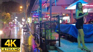 Pattaya 4K Walk. Heavy rain in Soi BuaKhao Area. Soi Honey, Soi LK METRO. May 2024.