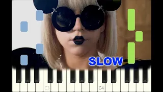 SLOW piano tutorial "PAPARAZZI" Lady Gaga, 2008, with free sheet music !