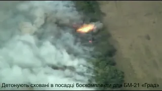 Ukraine War Footage -  BM-21 Grad MLRS Trucks hit by Ukrainian artillery