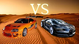 🏎️BUGATTI CHIRON 1500 HP -VS -TOYOTA SUPRA 1400 HP😃Brutal Acceleration and sound  0-300