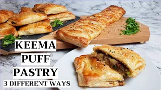 Meat Filled Puff Pastry | Keema Puff Pastry | 3 Puff Pastry Folding Techniques