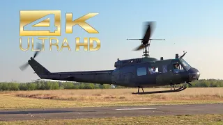 (4K) Bell UH-1D Iroquois OO-DON Engine Startup and Takeoff at Sanicole AirShow 2022