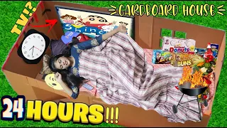 Living in a CARDBOARD HOUSE🏠 for 24Hours!!*Gone Wrong*😭