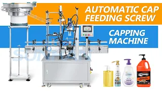 How To Use Automatic Cap Feeding Screw Capping Machine For Shampoo Pump Head Bottle