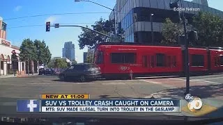 Video captures trolley-SUV collision in Gaslamp