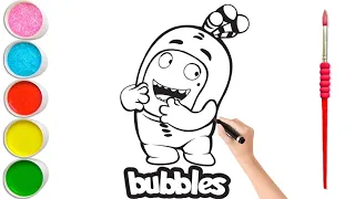 How to draw Oddbods Bubbles for Kids & Toddlers| Easy Oddbods Drawing, Painting,Satisfying art