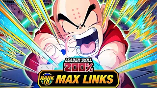 THIS GUY IS BUSTED!!!!!! LEVEL 10 LINKS 100% 23RD WT STR KRILLIN! (DBZ: Dokkan Battle)