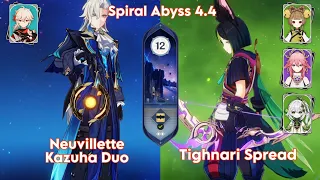 Spiral Abyss 4.4 | C0 Neuvillette Kazuha Duo & C0 Tighnari Spread | Floor 12 Genshin Impact