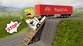 Spongebob Reaction: Epic Truck Chase and Crash | BeamNG Drive Car Crashes - Woa Doodland