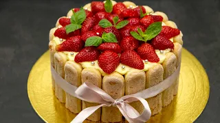 Клубничный ТОРТ БЕЗ ВЫПЕЧКИ | Тирамису с клубникой | Strawberry CAKE NO BAKING