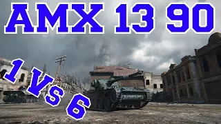World of Tanks: AMX 13 90: 1 Vs 6!!! Over 7k Damage!!! (Ace Tanker Gameplay)