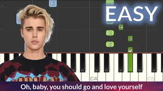 Justin Bieber - Love Yourself EASY Piano Tutorial + LYRICS