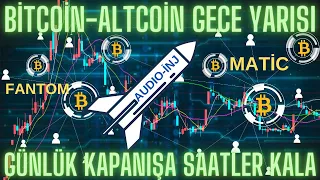 BİTCOİN VE ALTCOİN'LERDE GÜNLÜK KAPANIŞA SAATLER KALA, BTC, ETH, AUDIO, İNJ, MATİC, FTM, 2023.