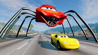 Epic Escape From The Lightning McQueen Head Eater | Car VS Lightning McQueen Head Eater BeamNG.Drive