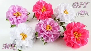 ✿ Flowers from satin ribbons. Rubbers for hair. Kanzashi DIY