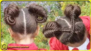 😍 Оригинальная Прическа для девочки с плетением рыбий хвост | Как сделать бублик для волос? |