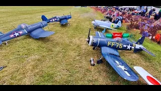 MOKI WARBIRDS x 3 DISPLAY - F4U CORSAIRS  + YAK 11 AT LMA RAF COSFORD # 1 - 2022