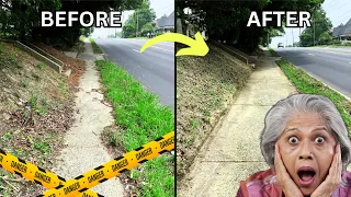 SIDEWALK was a DANGER for NEIGHBORS on this BUSY ROAD!