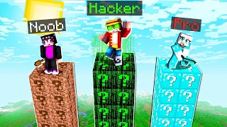 ¡SOBREVIVE a la TORRE MÁS ALTAS de LUCKY BLOCK! 😱🤯 NOOB vs PRO vs HACKER ❓ MINECRAFT con LOS PANAS