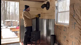 Off Grid Cabin in the Woods gets a Wood Stove!