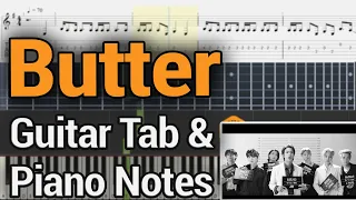 Butter - B.T.S Guitar Tabs and Piano Notes - Tutorial - Easy Fingerstyle Lesson
