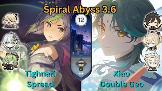 3.6 Abyss! Tighnari Aggraspread / Xiao Double Geo Spiral Abyss Floor 12 Genshin Impact
