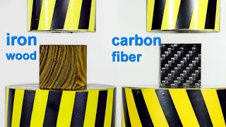 HYDRAULIC PRESS VS CARBON FIBER AND THE HARDEST WOOD