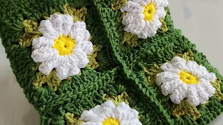 Crochet: Daisy Granny Square Mini Bag/ Step1. Flower Daisy/코바늘뜨기: 데이지미니백만들기/1. 데이지꽃