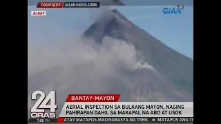 24 Oras: Aerial inspection sa bulkang Mayon, naging pahirapan dahil sa makapal na abo at usok