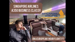 Singapore Airlines A350 BUSINESS CLASS on a European 1 HOUR FLIGHT from BARCELONA to MILAN!!!