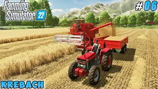 Harvesting wheat, baling straw, selling bales | Krebach Farm | Farming simulator 22 | Timelapse #06