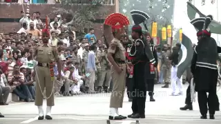 Cut throat competition at Wagah Border during flag down ceremony