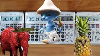 Smurf Cat vs Strawberry Elephant vs Pineapple Owl (Calculator Cover)