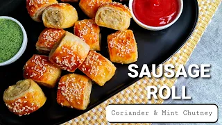 Sausage Rolls | Chicken Sausage Rolls Recipe with Coriander & Mint Chutney