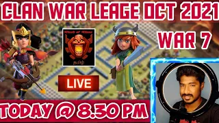 CLAN War League Oct 2021 War  7, Clan war league live attack , clash of clans Tamil #Shan