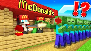 JJ and Mikey MCDONALDS vs Zombie Apocalypse in Minecraft - Maizen Challenge