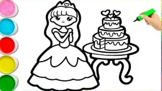 Beautiful Princess Drawing Painting Colouring for kids Toddlers | How to draw princess #princessdraw