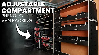 Ford Transit Custom Black Phenolic Adjustable Ply Van Racking with Toolbox Shelving - UK