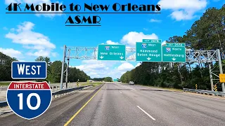 4K Mobile to New Orleans ASMR. I 10 west. Interstate 10 West.